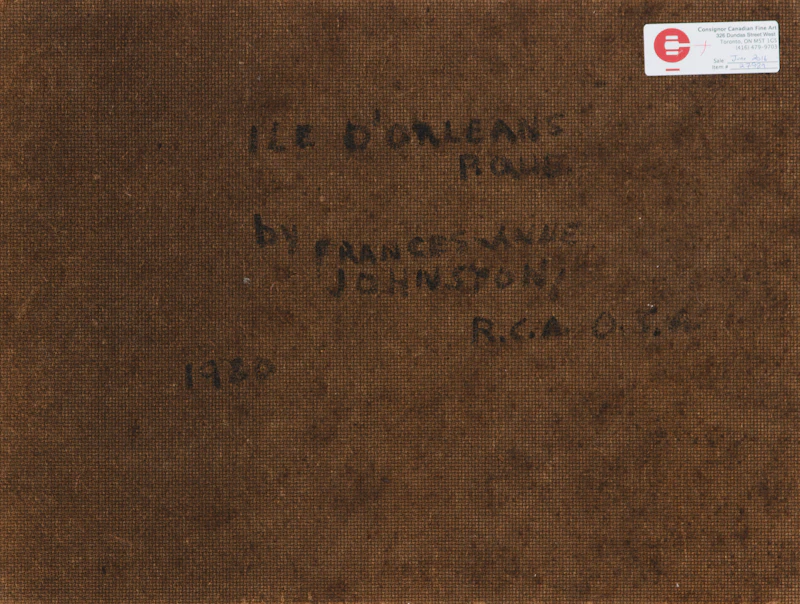 Frances Anne Johnston, Ile d’Orleans Roue, oil on board, 1980 - view 2