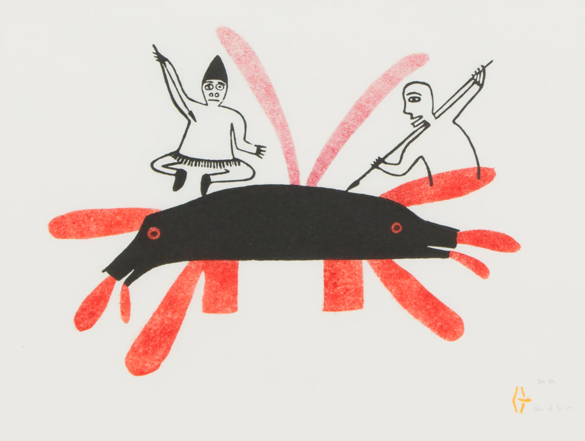 Jessie Oonark, Whales, colour stencil, 1972