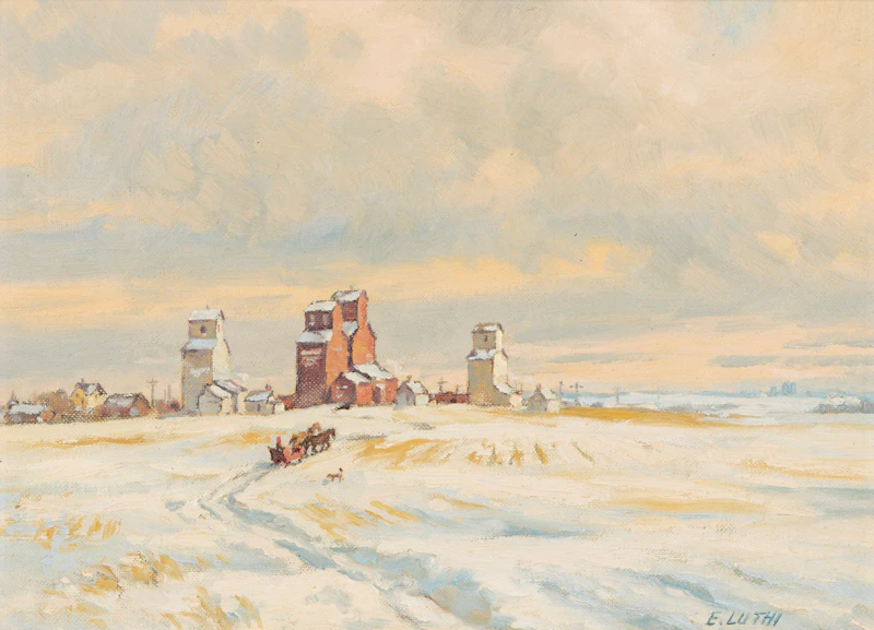Prairies Winter Sleighing Scene by Ernest Luthi