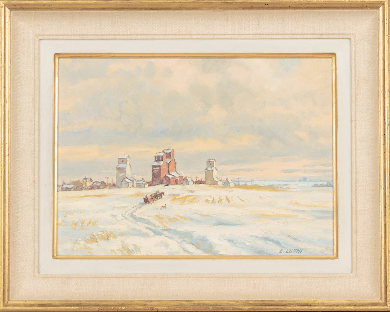 Ernest Luthi, Prairies Winter Sleighing Scene, oil on canvas board - view 2