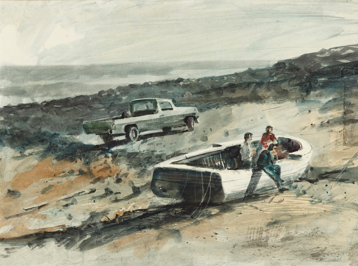 Thomas de Vany Forrestall, Washed Ashore, watercolour, 1975