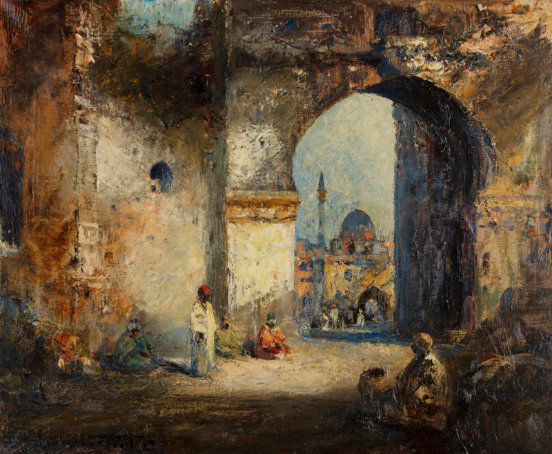 Douglas Arthur Teed, Courtyard Scene, oil on canvas, 1927 - view 1
