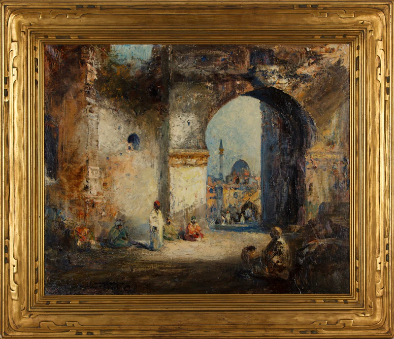 Douglas Arthur Teed, Courtyard Scene, oil on canvas, 1927 - view 2