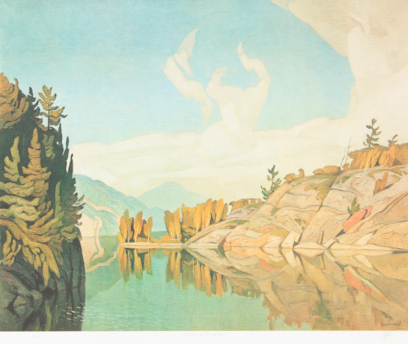 Alfred Joseph Casson, Late Flurry; Morning on the Key River; Rock Cluster, Madawaska River, 1963, three colour serigraphs - view 2