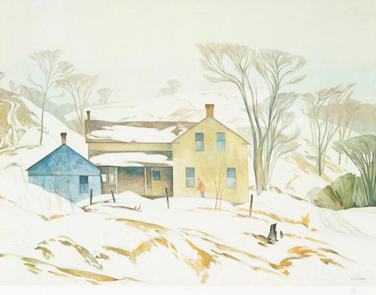 Alfred Joseph Casson, Valley Farm; Below Ragged Falls; Village House, three colour serigraphs