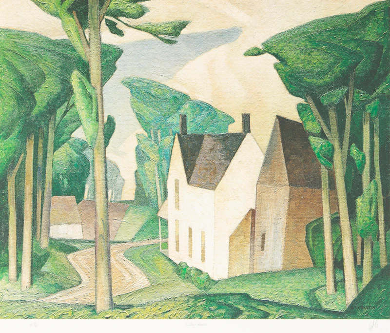 Alfred Joseph Casson, Valley Farm; Below Ragged Falls; Village House, three colour serigraphs - view 3