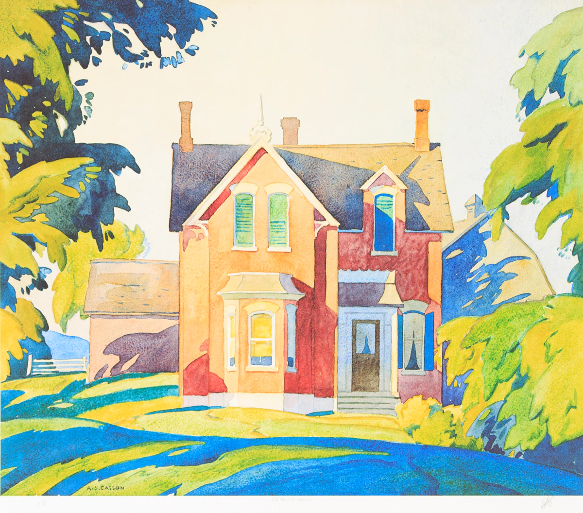 Alfred Joseph Casson, Old House on Bayview; Grey October Morning; Birch Island, three colour serigraphs