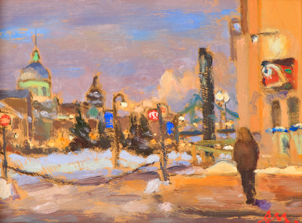 Richard Montpetit, Soir D’Hiver (Vieux Port), oil on board, 1997