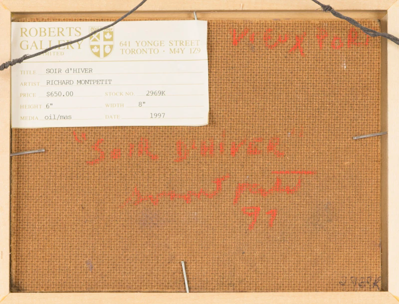 Richard Montpetit, Soir D’Hiver (Vieux Port), oil on board, 1997 - view 3