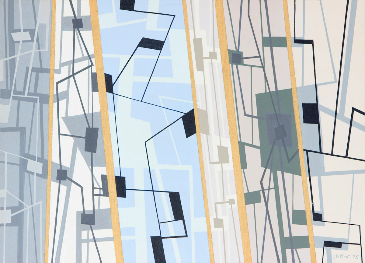 Jean-Paul Jérôme, Les quantas de la mechanique , acrylic on canvas, 1975