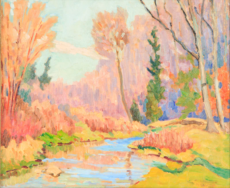 Autumn River Scene by Harold O McAvoy