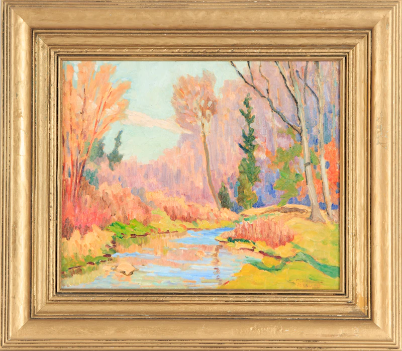 Harold O McAvoy, Autumn River Scene, oil on canvas laid down on board - view 2