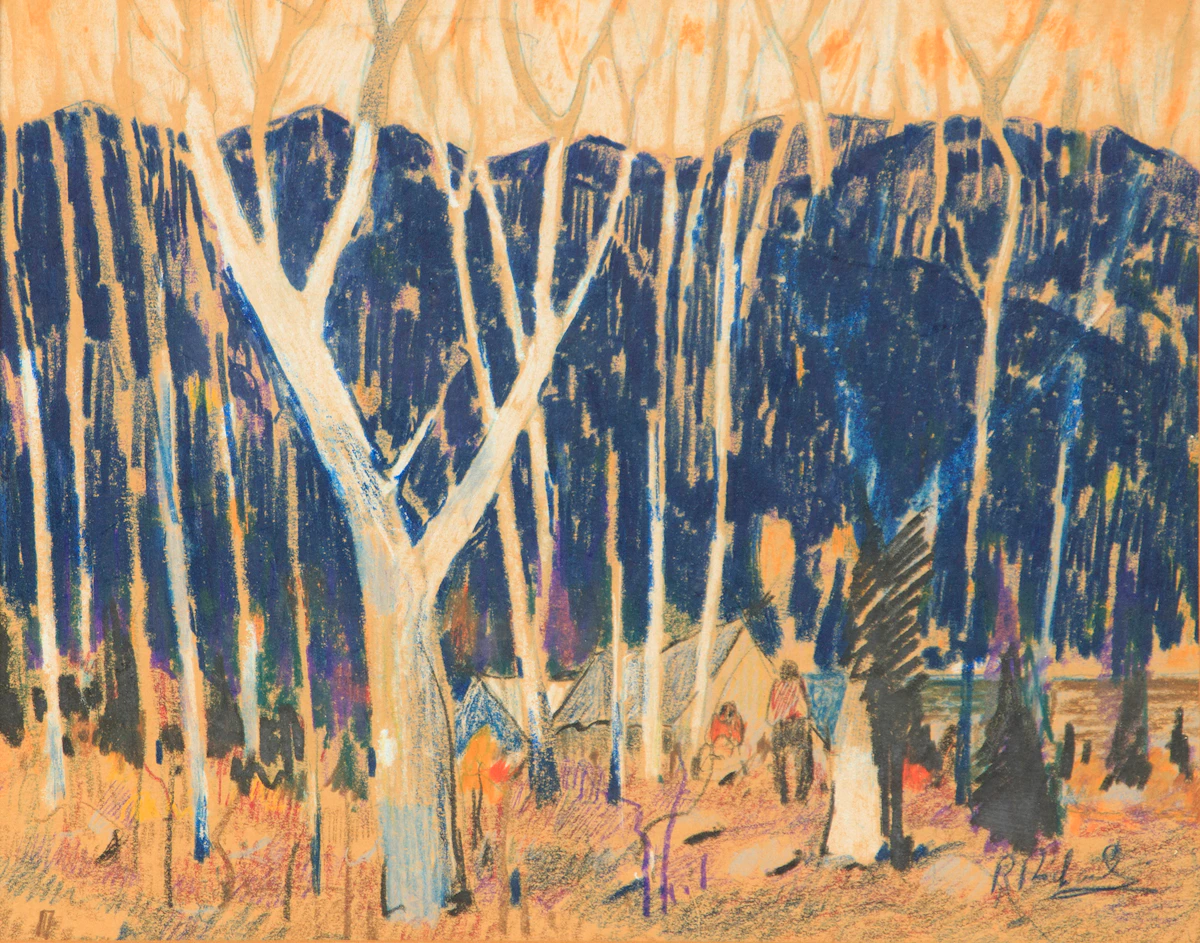 René Richard, Forest Landscape, pastel on paper