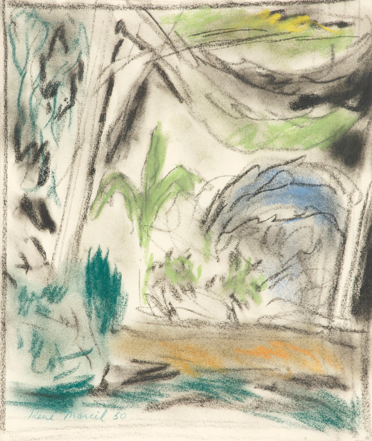 René Marcil, Landscape, coloured chalks