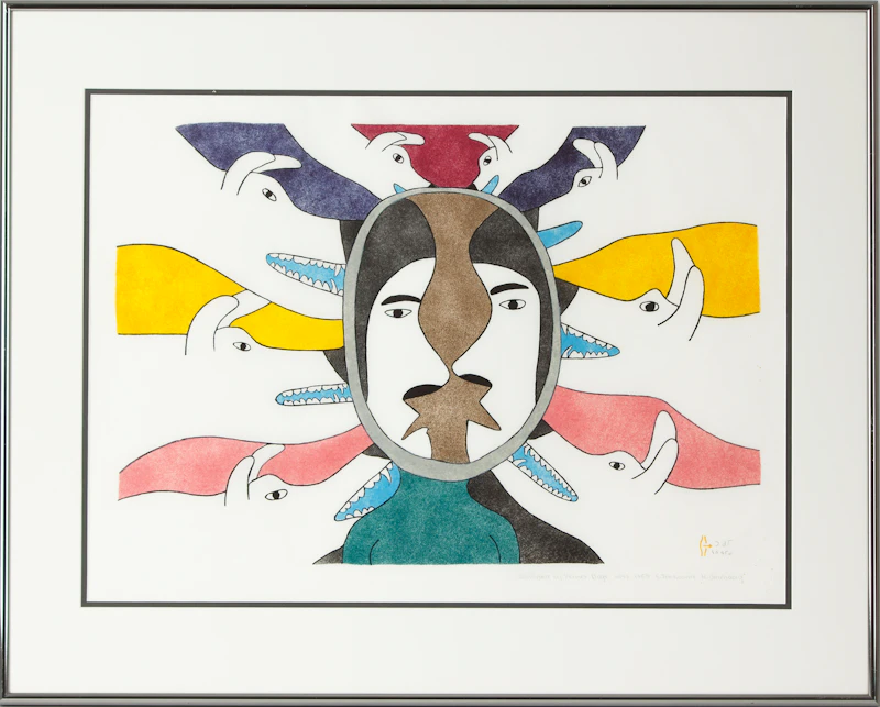 Simon Tookoome, Confused by Vicious Dogs, stonecut print, 1983 - view 2