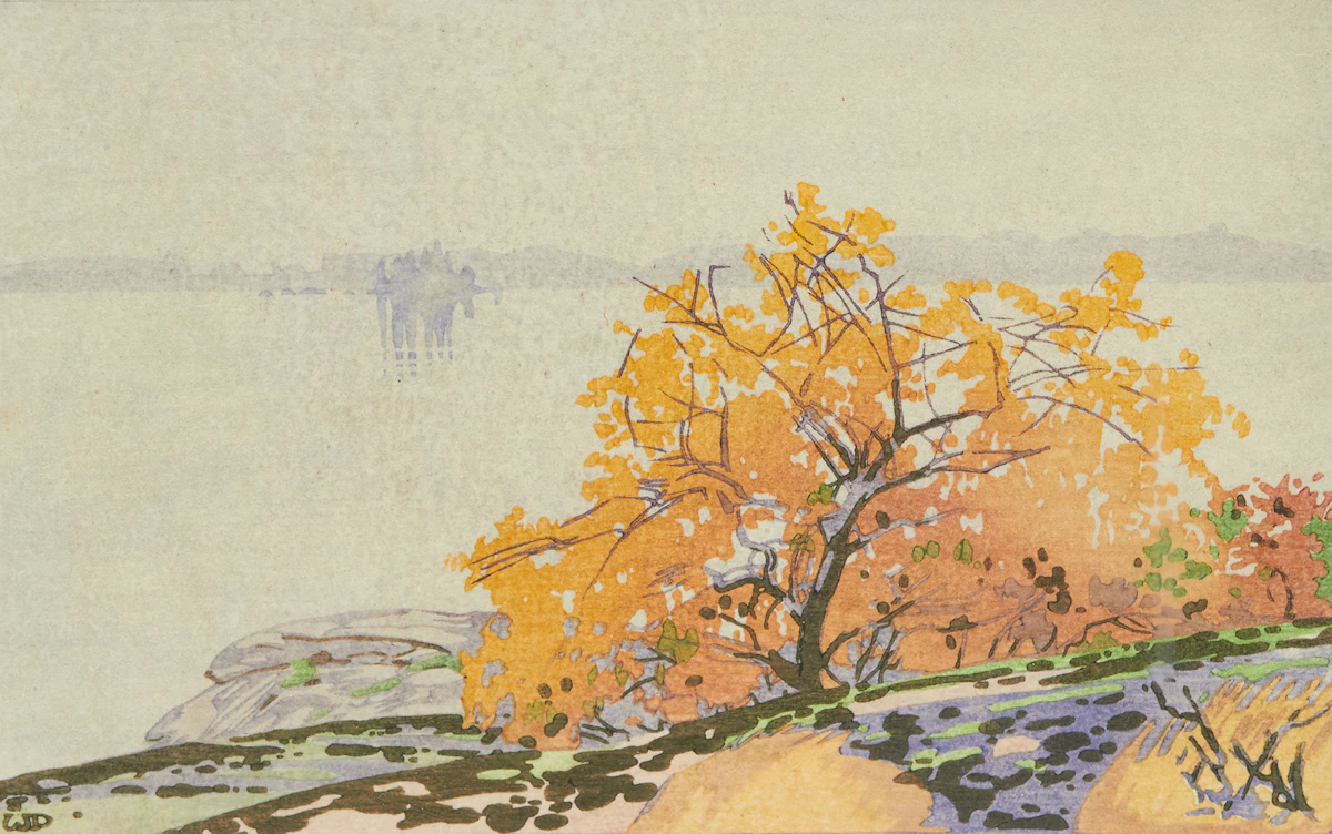 Walter Joseph Phillips, Wild Cherry, colour woodblock