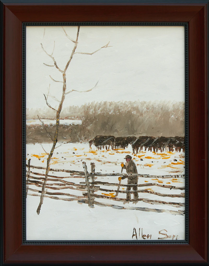 Allen Sapp, Dad Cleaning the Corral, oil on canvas - view 2