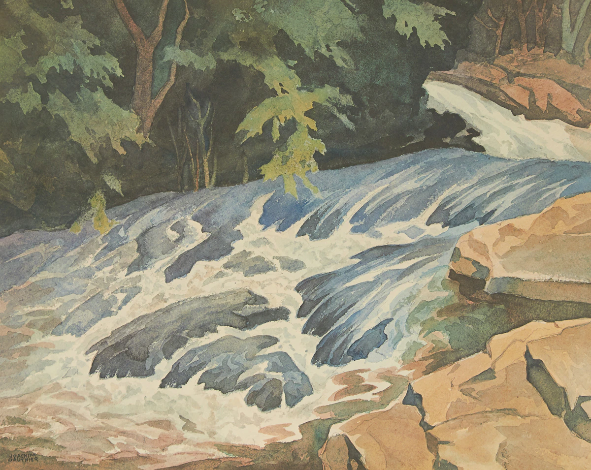Joachim George Gauthier, Rushing Water, colour lithograph