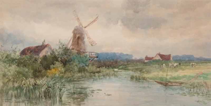 Frederic Marlett Bell-Smith, Windmill, Holland, watercolour, 1893 - view 2