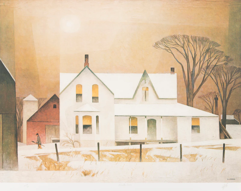 Alfred Joseph Casson, The Village Store; Winter Sun; Haliburton; Algonquin Park, four colour serigraphs - view 2