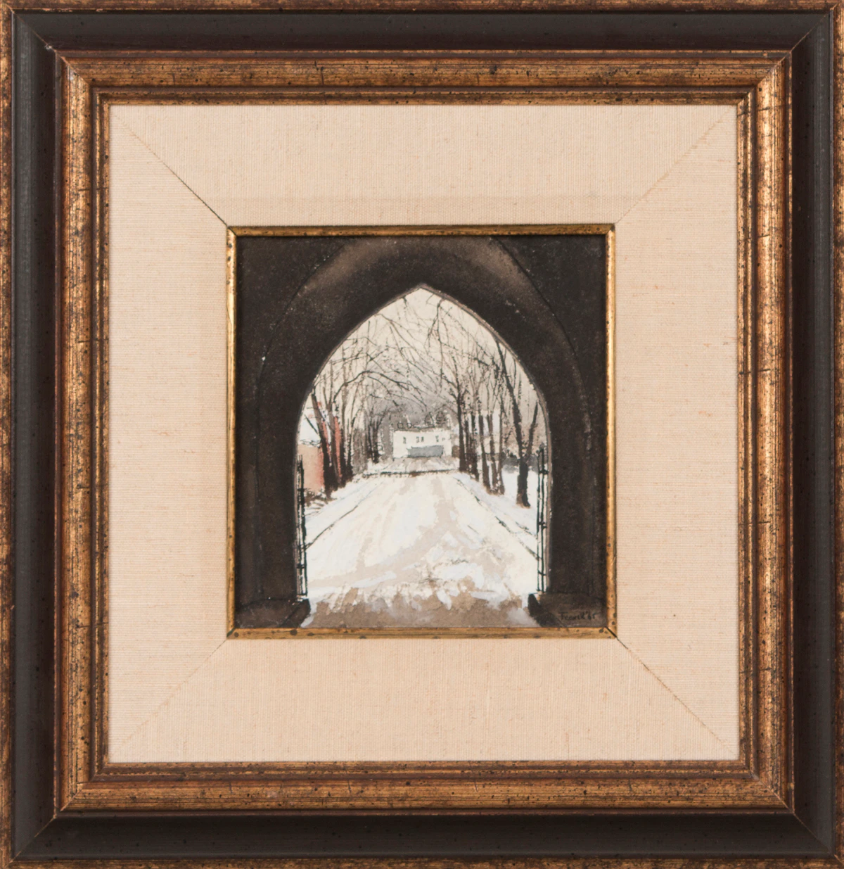 Albert Jacques Franck, Gate on St. Mary’s (Victoria College, Toronto), watercolour, 1965