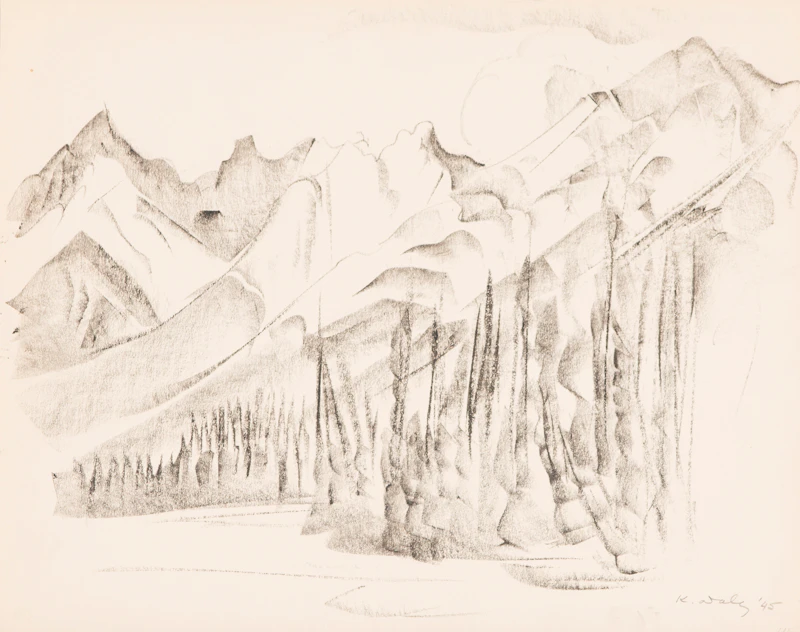 Two Mountain Landscape Sketches by Kathleen Frances Daly Pepper
