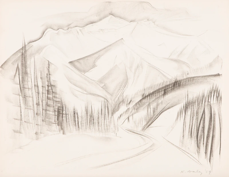 Kathleen Frances Daly Pepper, Two Mountain Landscape Sketches, charcoals on paper (2) - view 3