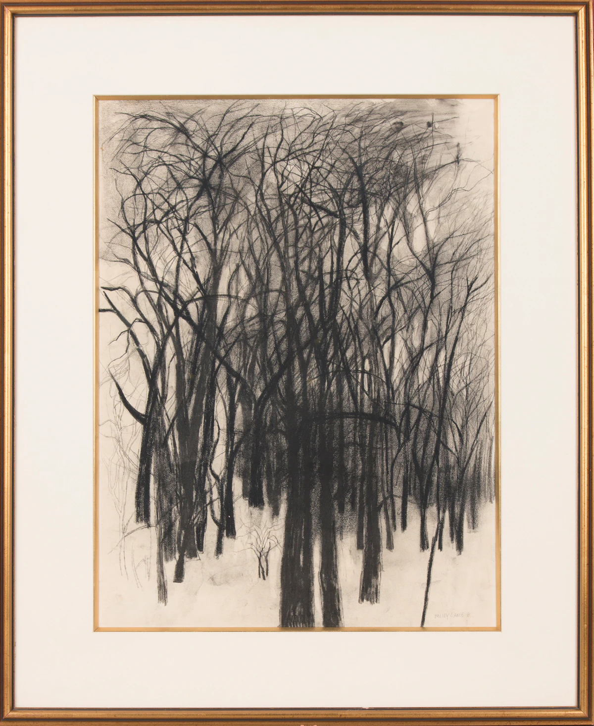 Molly Lamb Bobak, Forest Landscape, charcoal