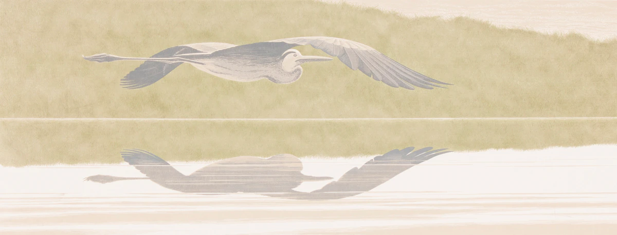 David Alexander Colville, Heron, colour serigraph, 1977