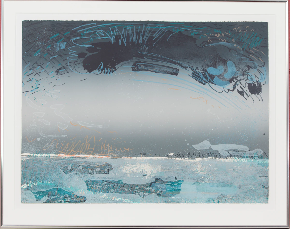 Anne Meredith Barry, Night Ocean, colour lithograph, 1984