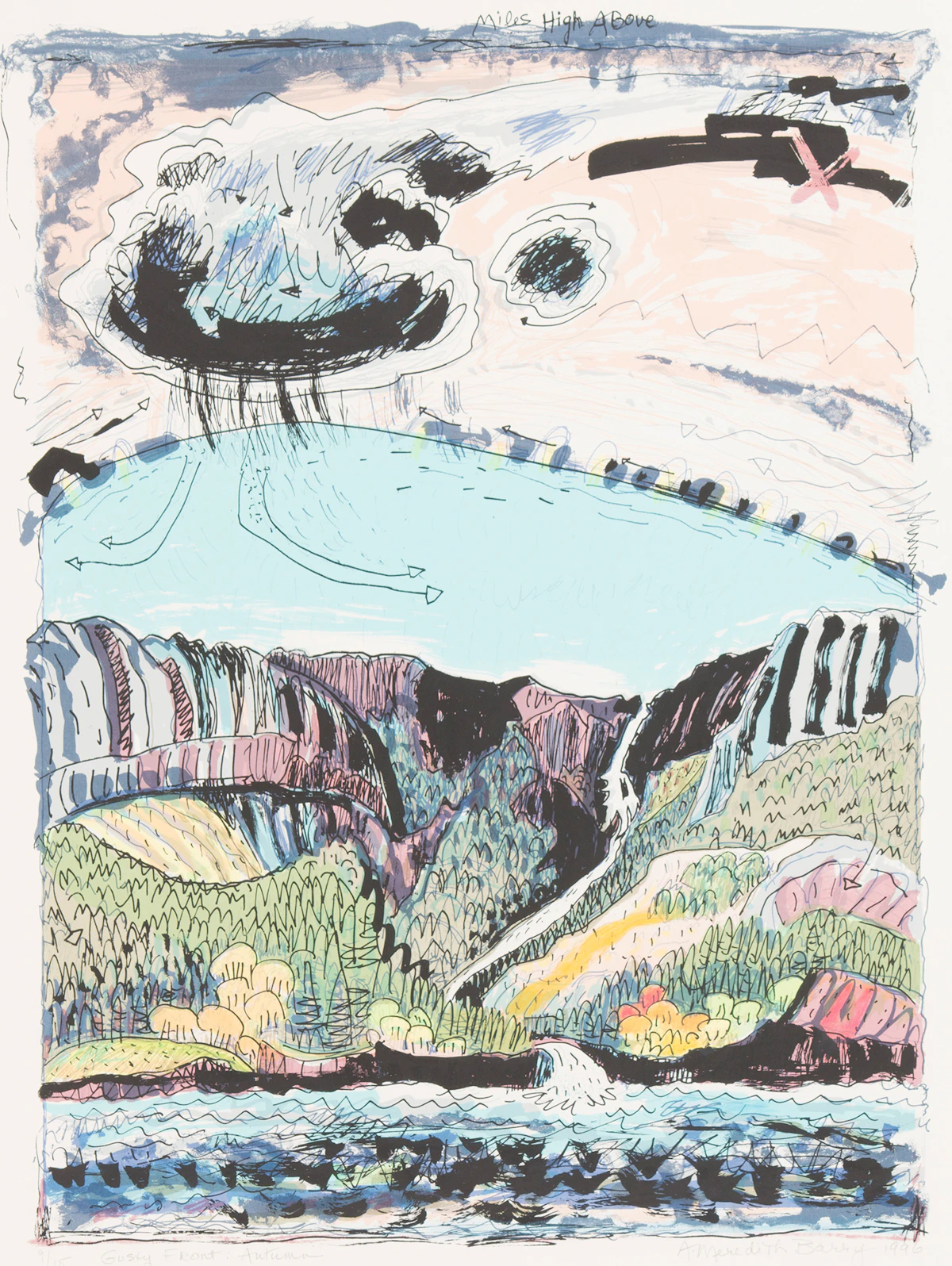 Anne Meredith Barry, Gusty Front: Autumn, colour silkscreen, 1996