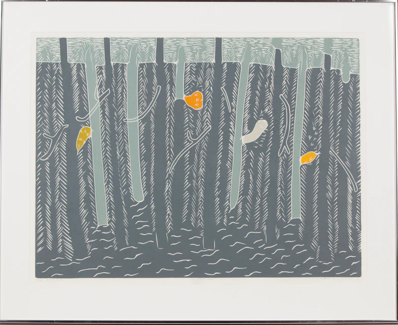 Arnold Shives, Fall Woods, colour linocut, 1980 - view 2