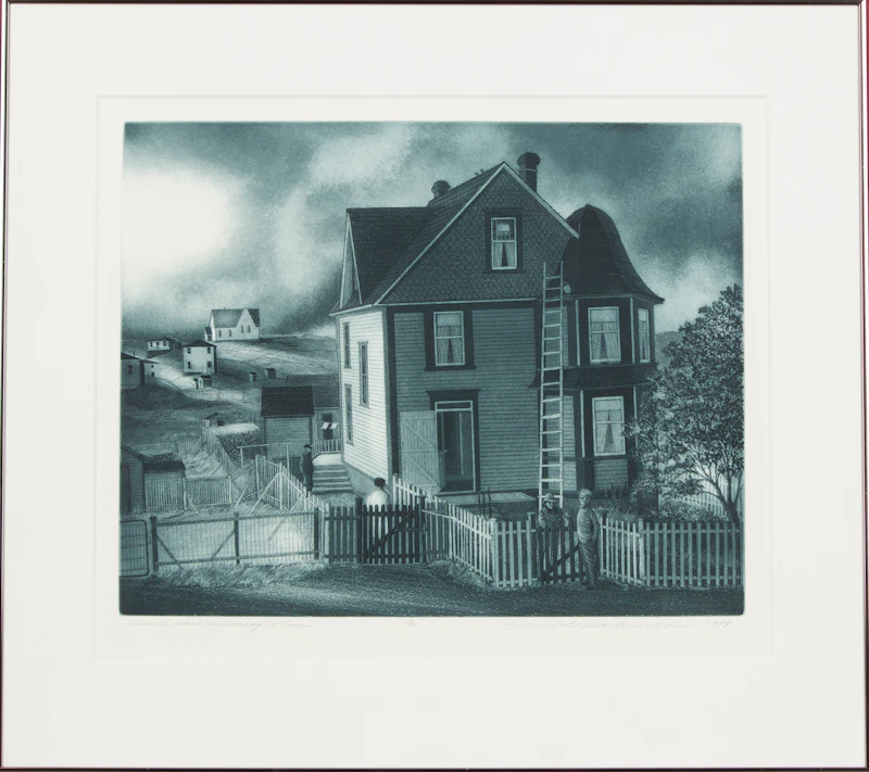 David Lloyd Blackwood, Uncle Sam Kelloway’s Place, colour etching and aquatint, 1999 - view 2