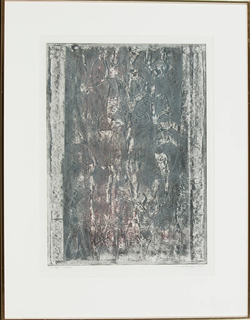 David Gerry Partridge, Red Grey Vestiges , colour etching, 1962 - view 2