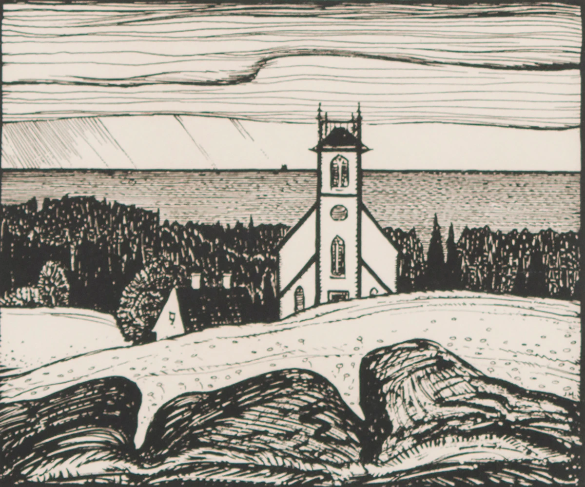 James Edward Hervey MacDonald, Church by the Sea, lithograph