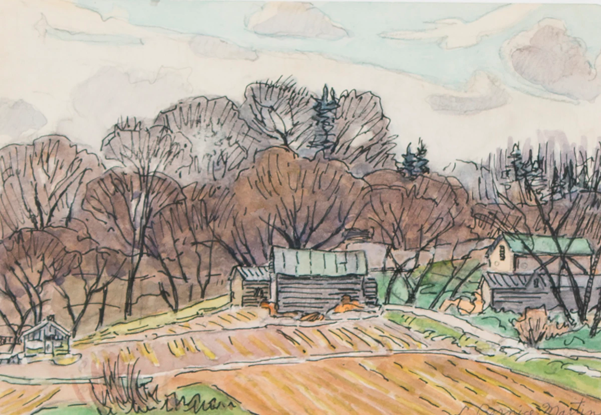Bernice Fenwick Martin, Charlie’s Place, Lambton, Early Spring, watercolour