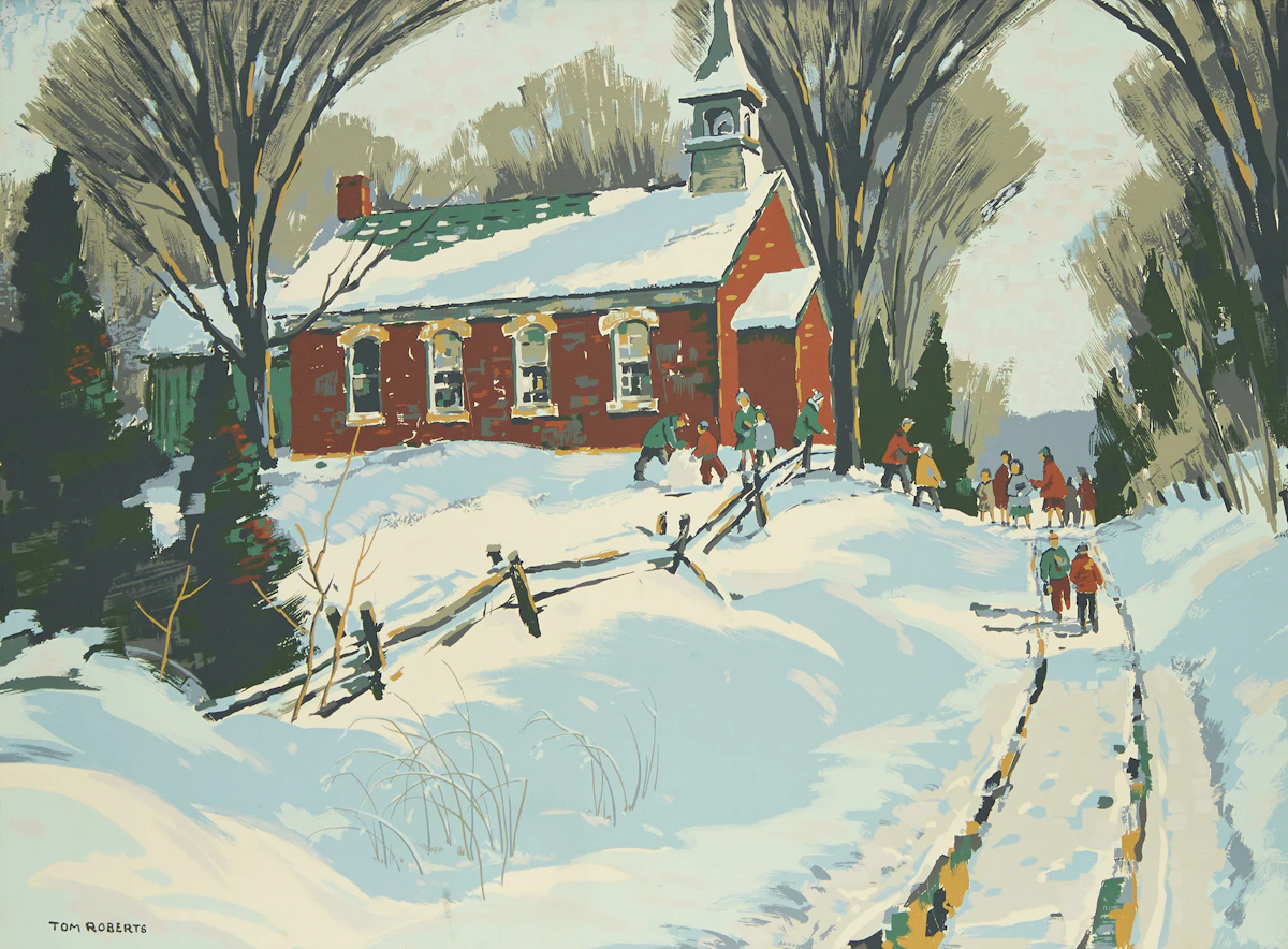 Thomas Keith Roberts, Red Schoolhouse, Sampson Matthews silkscreen