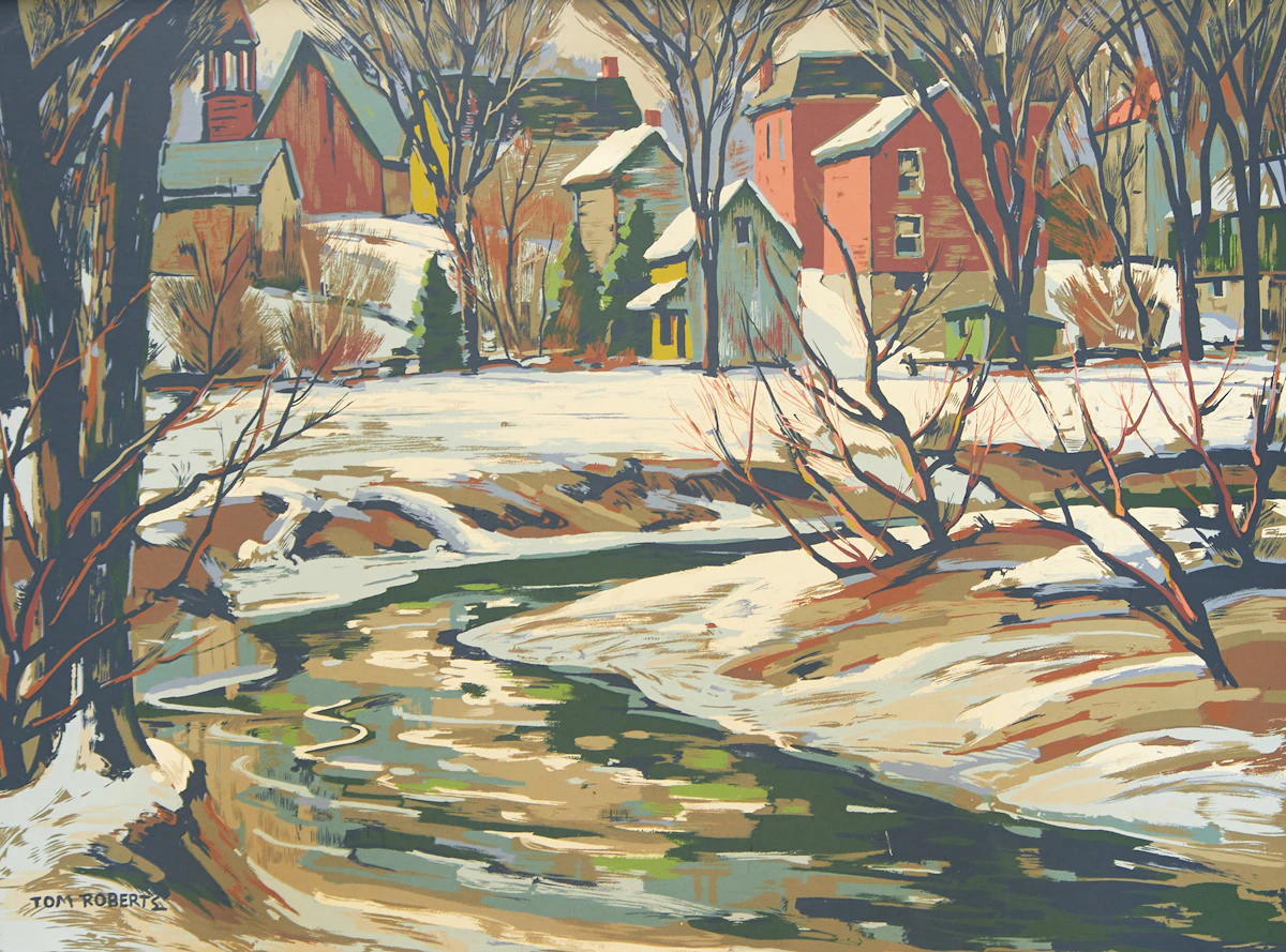 Thomas Keith Roberts, Village in Winter, Sampson Matthews silkscreen