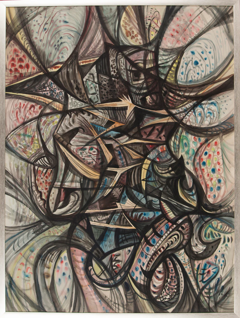 William John Bertram Newcombe, Abstract Composition, watercolour, 1954 - view 2
