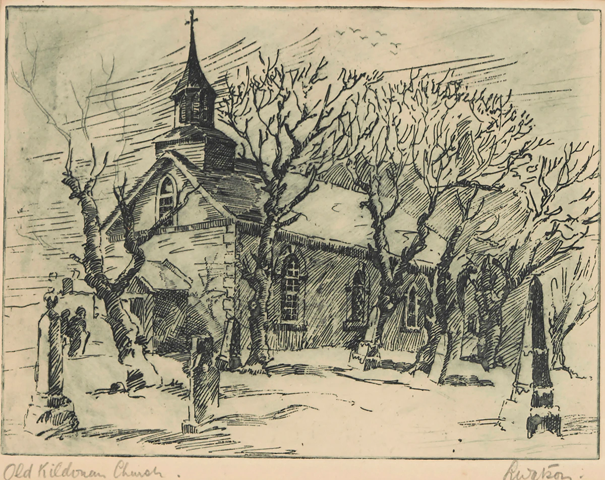 Leonard Watson, Old Kildonan Church, etching
