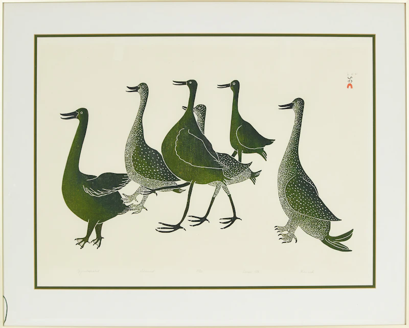 Qaunaq (Haunak) Mikkigak, Birds Ready for Flight, stonecut, 1986 - view 2