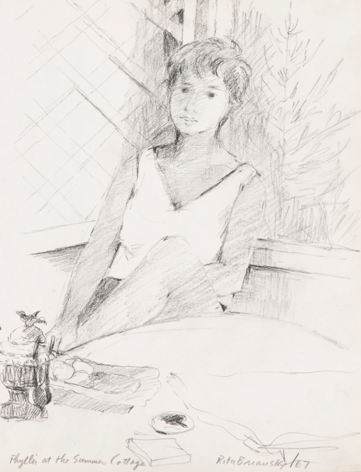 Rita Briansky, Nancy; Suzanne; Musicians; Phyllis at the Summer Cottage, assorted media on paper (4)