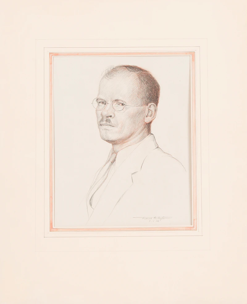 Frederick Bourchier Taylor, Study of a Sculpture; Portrait of an Architect, assorted media on paper (2) - view 2