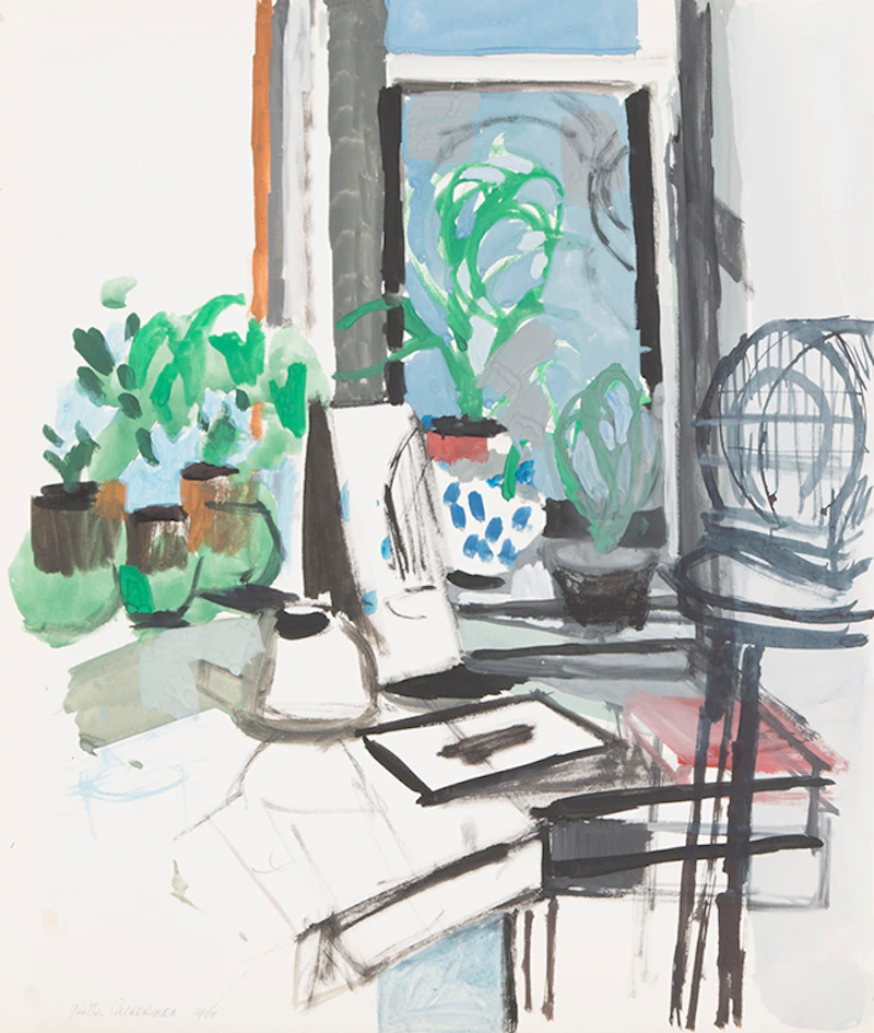 Ghitta Caiserman-Roth, Interior; Woman in Deckchair, tempera on paper (2) - view 3