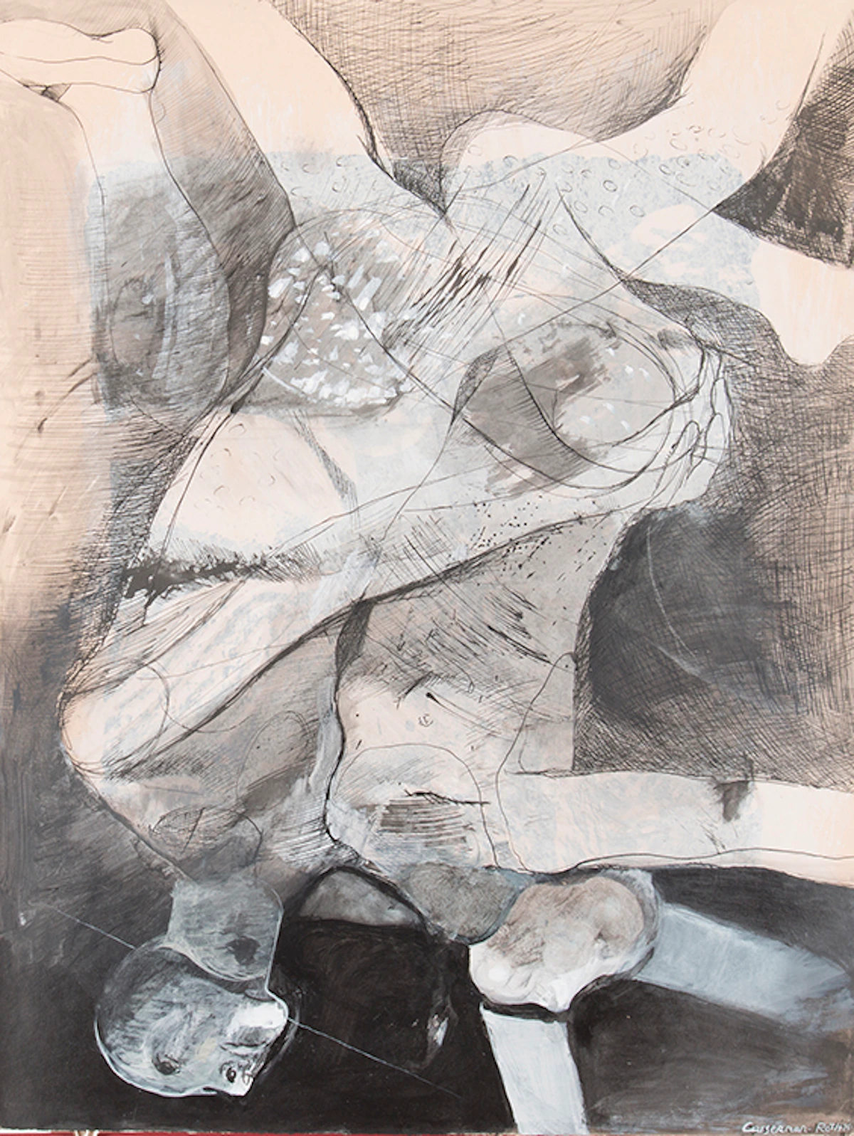Ghitta Caiserman-Roth, Two Figural Studies, ink and acrylic on paper (2)