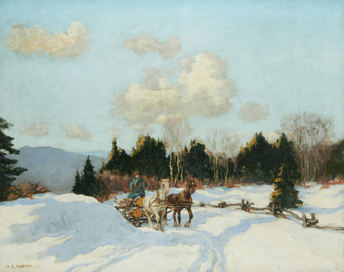 Frederick Simpson Coburn, Logging in Winter, oil on canvas, 1929