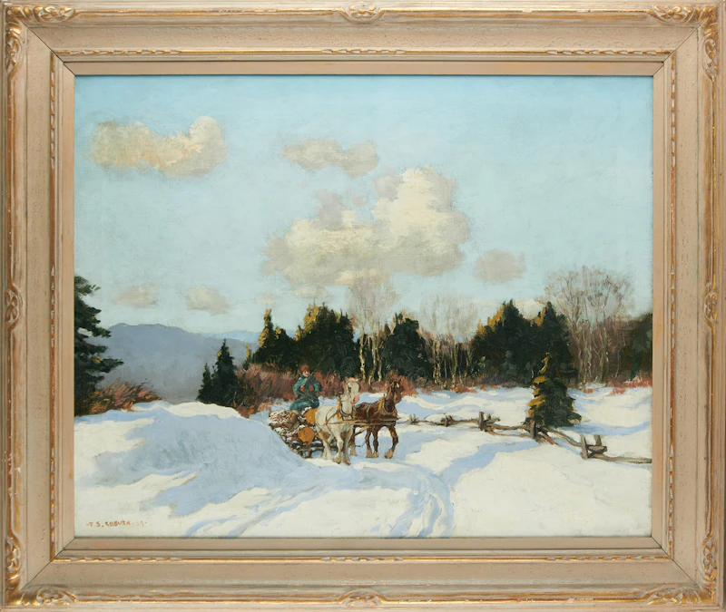 Frederick Simpson Coburn, Logging in Winter, oil on canvas, 1929 - view 2