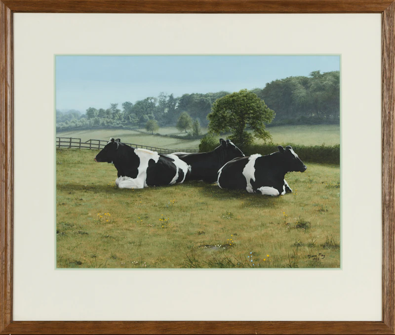 Diana May Nobbs, Cattle at Rest, alkyd on paper, 1985 - view 2