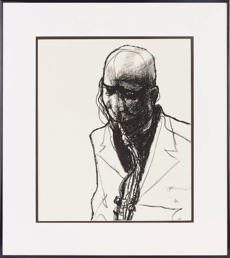 John Gould, Tenor Saxophone (Sonny), oil pastel on paper - view 2