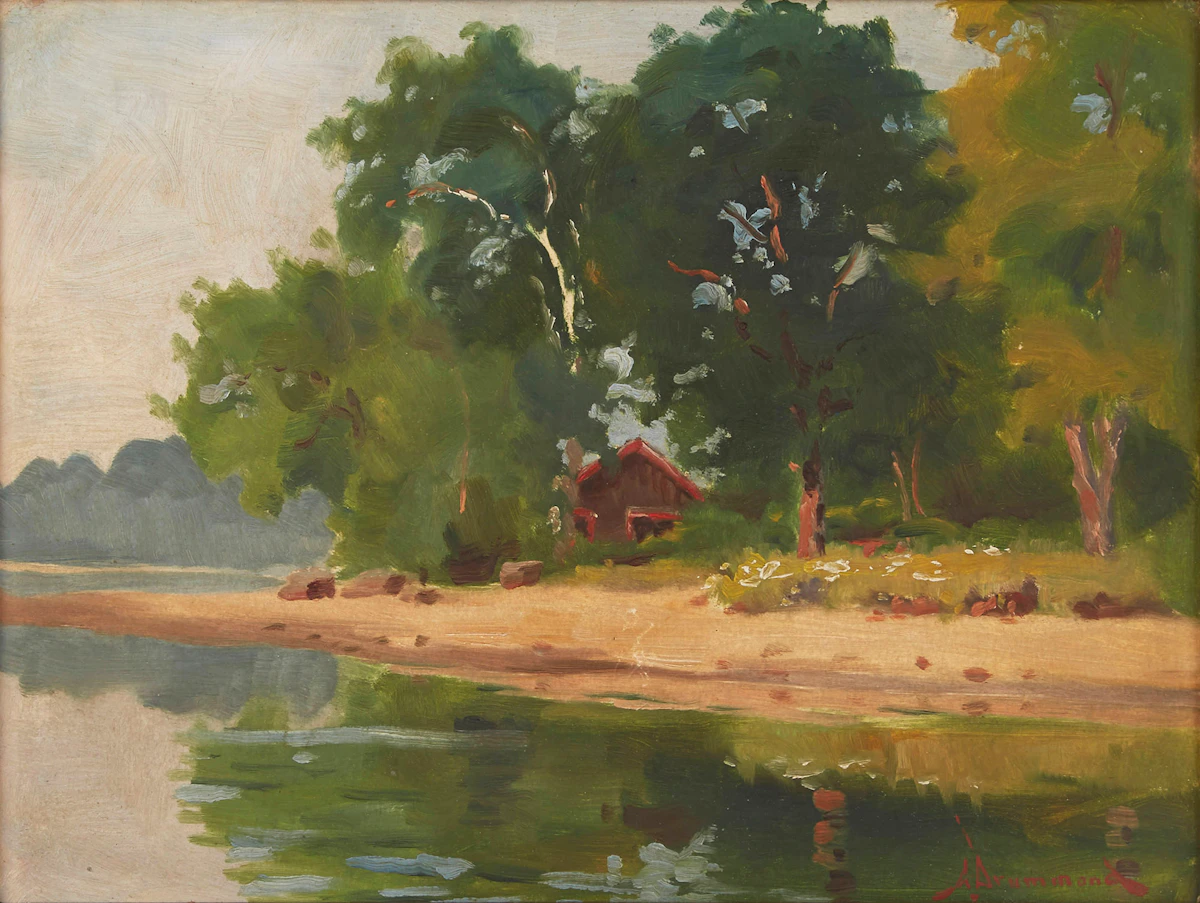 Arthur Drummond, House on the Shoreline, oil on board